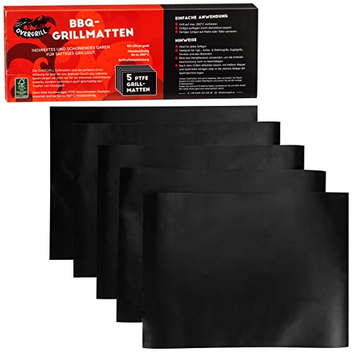 5x tapis de cuisson antiadhérent pour barbecue à gaz, barbecue électrique, barbecue à charbon, four, smoker et fumoir, Cuisson parfaite et propre avec le tapis ultra-résistant en fibre de verre