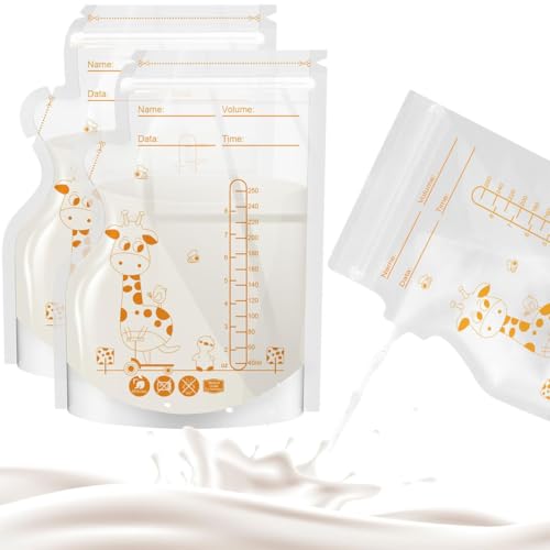 SGERUFZ 30 Pcs Sachets de Conservation de Lait Maternel 250ml Pré-stérilisés sans BPA Double Glissière de Sécurité