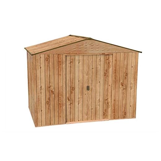 Duramax Artemisa Caseta Metálica de Jardín, Imitación Madera, 183 x 261 x 202 cm