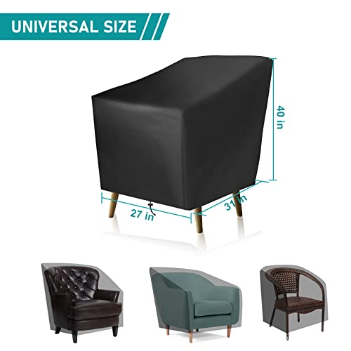 Takytao Patio Chair Covers 27" W X 31" D X 40" H Black For Outdoor Outside Lawn Garden Furniture Waterproof Cloth Covers For Rocking Chair Sofa Couch Deep Seat #TOP1
