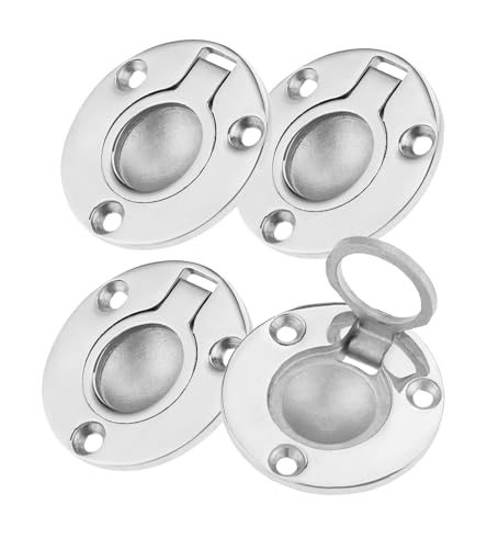 4PCS Boat Ring Hatch,50mm/1.97" Round Flush Pull Latch,Deck Recessed Handle