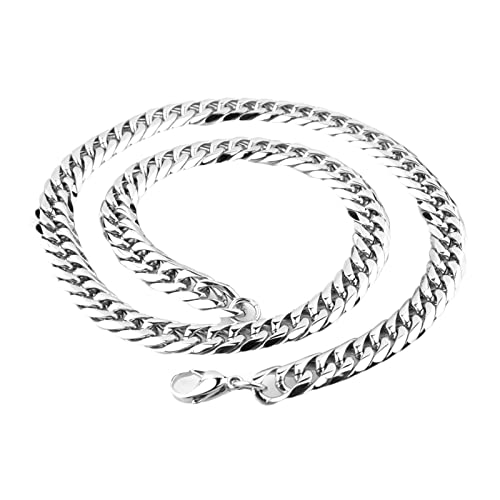 Collier gourmette argent en acier inoxydable de 24 pouces pour hommes