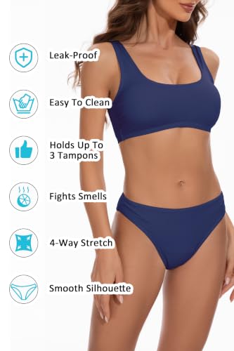 Image of Beautikini Period Swimwear for Teens Two Piece Leakproof Menstrual Bikini Swimsuit Sporty Bathing Suits for Girls Women