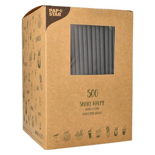 Papstar Papier-Trinkhalm Pure, 250 Mm, Schwarz Aus Papier, Länge: 250 Mm, Durchmesser: 8 Mm, Nachhaltig - 1 Pezzo (89092) Marca