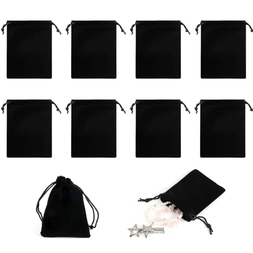 Miunpri Lot de 10 pochettes à bijoux en velours avec cordon de serrage - 7 x 9 cm - Mini sac cadeau pour bijoux, bagues, mariages, fêtes