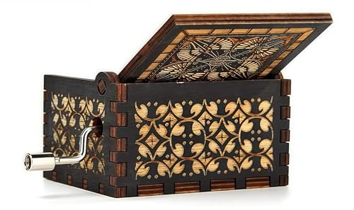 Cuzit Attack on Titan Music Box Toy Wood Hand Crank Engraved Vintage Wooden Musicbox Birthday Halloween Christmas Valentine's Day Gift