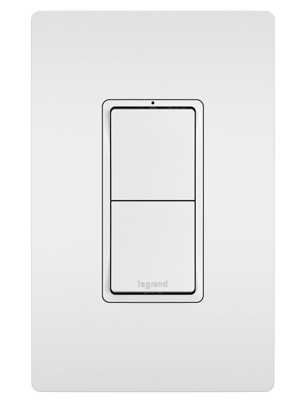 Legrand Radiant RCD11WCC6 15 Amp Combination 2-in-1 Decorator Rocker Light Switch, Two Single Pole Switches, White with Screwless Wall Plate(1 Count)