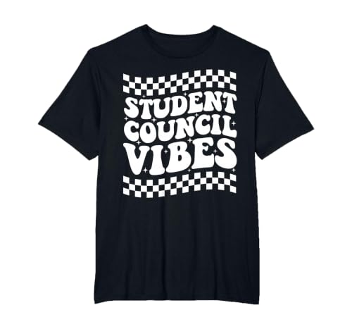 Student Council Vibes Retro Groovy School Student Council T-Shirt, Men's Big and Tall, Black, 3X Tall