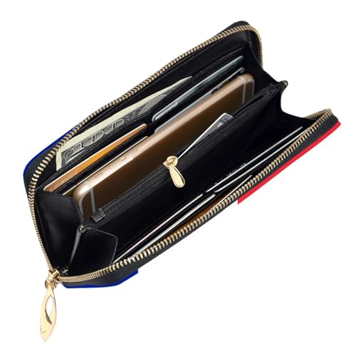 Leather Women Wallets, Long Credit Card Holder, French flag Print Billfold Clutch & Travel Purse Large Capacity4