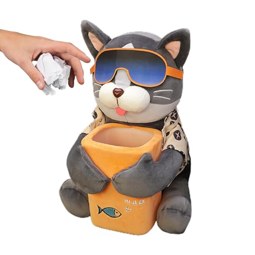 Cubo de Basura de la Caja de pañuelos de Coche de Perro de Peluche 2 en 1 Accesorio para Coche | Caja de pañuelos y Basura Linda en de Perro, Ideal para Mantener tu vehículo Limpio