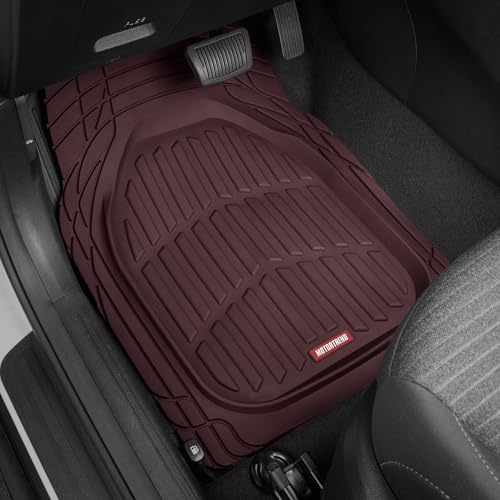 Image of Motor Trend FlexTough Floor Mats for Cars, Burgundy Deep Dish All-Weather Car Mats, Waterproof Trim-To Fit Automotive Cars Trucks SUV, Universal Liner Accessories
