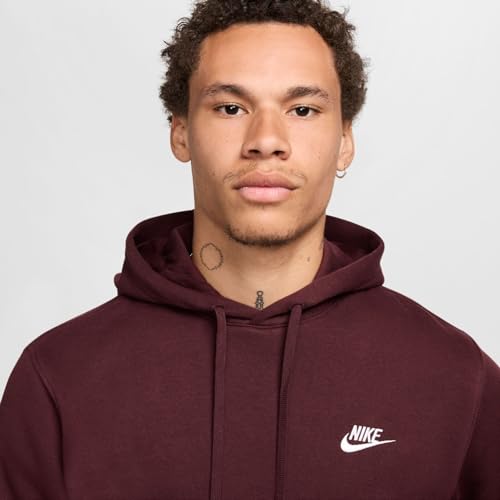 Nike Herren M NSW Club Hoodie Po Bb Long Sleeve Top, Burgundy Crush/Burgundy Crush/White, S EU