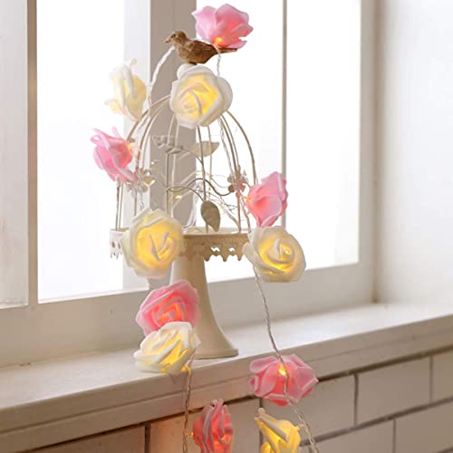 Led Rose Flower String Lights,3M 20Led Battery Operated String Romantic Flower Rose Fairy Light Lamp Outdoor For Valentine's Day,Wedding,Room,Garden,Christmass,Patio,Festival Party Decor (Pink) #TOP2