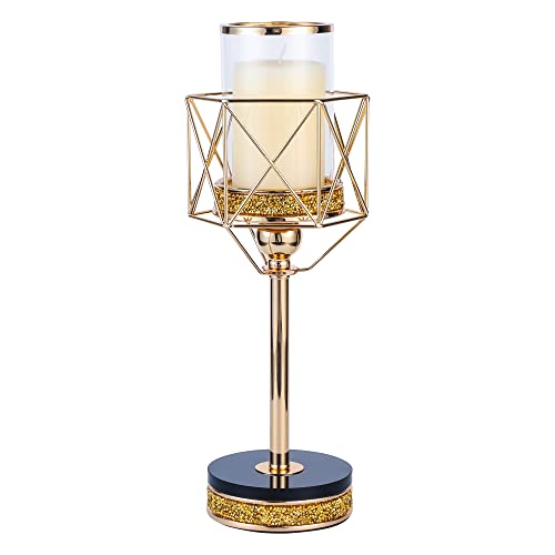 Metal Candle Holders For Pillar Candles, Lantern Candlesticks Holder For Candlelight Dinner, Coffee Dining Table, Centerpieces, Home Decor, Silver And Gold (Gold ( L )) #TOP29