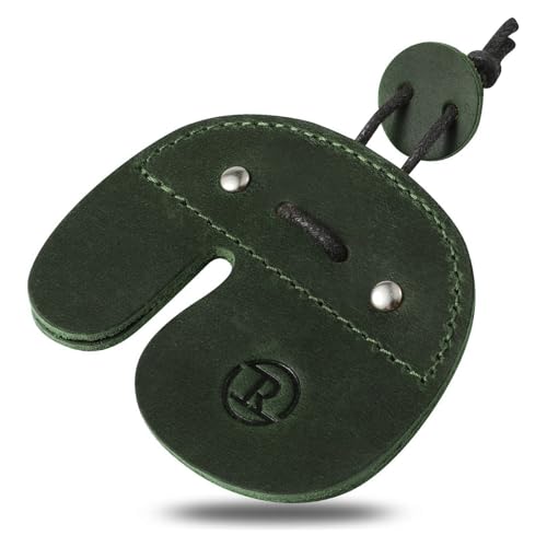 Ringsun Leather Archery Finger Tabs,Handmade Archery Finger Guard for Shooting Practice Gear, Recurve Bow Fingers Tab, Green