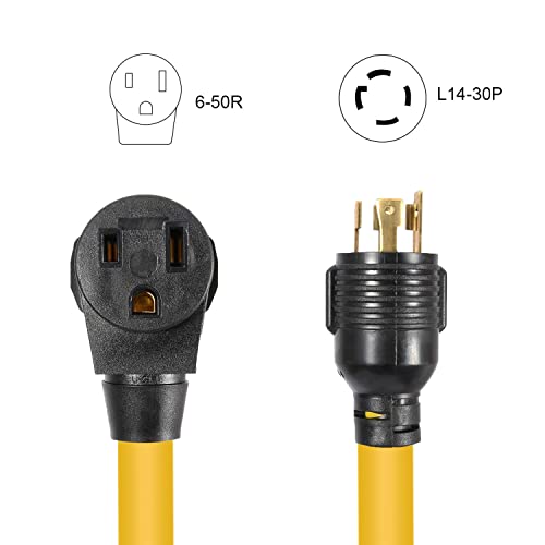 S7 Nema L14-30P to 6-50R Generator Power Cord Welder Adapter 3 Wire 125/250v 10AWG 20 Inches Long - Thumbnail 4