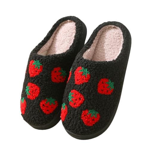 Image of FAYUEKEY House Slippers for Women Fuzzy Mens Fruit Series Strawberry Memory Foam slippers Bedroom Shoes