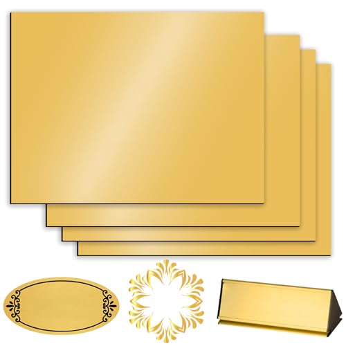 ABS Kunststoffplatte 30x20 cm, 4 Stück Laser Gravur Platte, Lasergravur Rohlinge Doppelfarbige Kunststoffplatte 1,3mm Gold Gravurplatten Laser Rohlinge zum Gravieren Gemälde DIY Basteln Heimdekoration