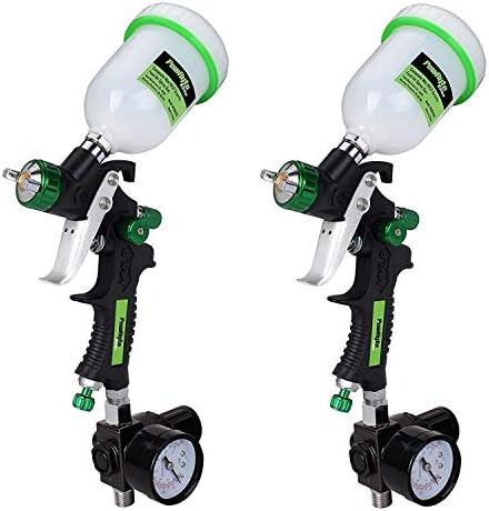 PowRyte Elite Composite Mini HVLP Gravity Feed Air Spray Gun with Regulator- 4.2 oz