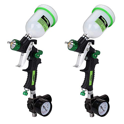 PowRyte Elite Composite Mini HVLP Gravity Feed Air Spray Gun with Regulator- 4.2 oz