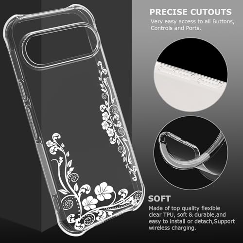 Coque Google Pixel 10 Pro XL transparente fleurs mignonnes et souples