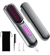 Cordless Hair Straightener Brush, Portable Straightening Comb, Negative Ion Mini Hair Straightene...