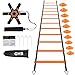 GHB Pro Agility Ladder Soccer Kick Trainer Set 20ft 12 Rung 10 Cones and 4 Stakes Speed Agility Football Training Equipment with Carrying Bag (Orange)