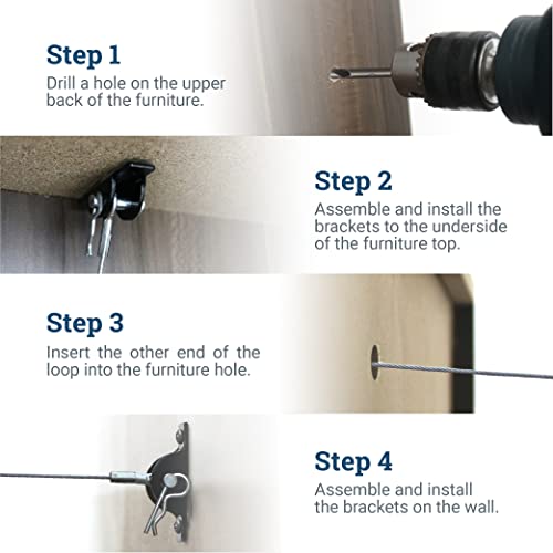 Furniture Anti-Tip Kit for Large Heavy Objects - Heavy Duty Furniture Anchor - Supports up to 400 lbs - Thumbnail 5