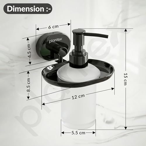 Image of Plantex J4 Stainless Steel Liquid Soap Dispenser /Shampoo Dispenser for Wash Basin /Hand Wash Dispenser Wall Mounted /Bathroom Accessories (PVD Black Finish) Onix