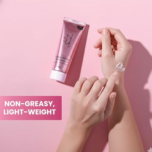 Image of Mintree Hand Cream for Women, Lightweight & Hydrating with Shea Butter, Avocado Butter, Ceramides & Squalane, Rose gold | 48 HR Moisture & Floral Scent | Non-Greasy, Suitable for All Skin Types, 30g