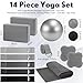 Simgoing 14 Pcs Yoga Kits for Home Workouts Pilates Equipment Set for Women Beginners Include Hot Yoga Towel Blocks Strap, Knee Pad, Resistance Loop Exercise Band, Massage Lacrosse Ball, Pilates Ball