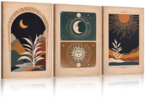 KAIRNE Boho Desert Botanical Framed Canvas Wall Art Set of