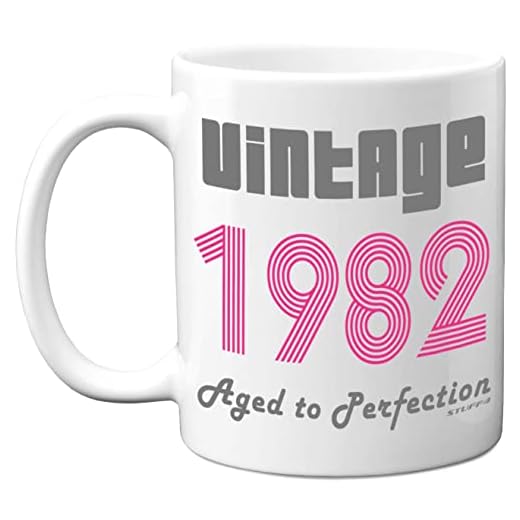 Stuff4 Taza café Vinatge rosa 1981 40 cumpleaños mujeres hombres, taza cerámica apta lavaplatos, taza mejor amigo cumpleaños Navidad, regalos divertidos 40 cumpleaños ella