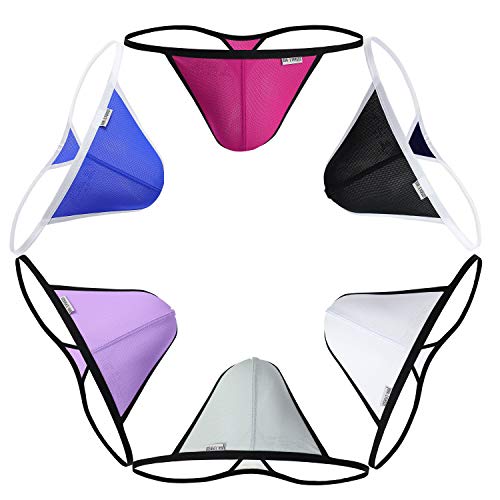 Swbreety Men's Sexy Micro Thong Underwear Bikini T-Back G-String Briefs 6 Pack