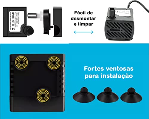 Bomba Submersa Bombinha Motor Para Aquário Fonte Água Bebedouro Pet 220l/h Bivolt