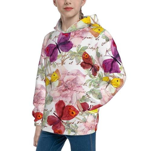 Butterflies and Vintage Kid Hoodies Boys Sweatshirts Girls Pullover with Pocket2