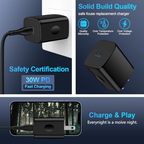 Fast Charger Block 30W USB C Charger for Samsung Galaxy A16 5G A15 A35 A55 A54 S25 Ultra S24 FE S23 S22 S21 S20 S10 Plus, PD 3.0 USB C Wall Charger Adapter with 6ft Type C Power Cord for Pixel 9/8/7/6 - Thumbnail 5