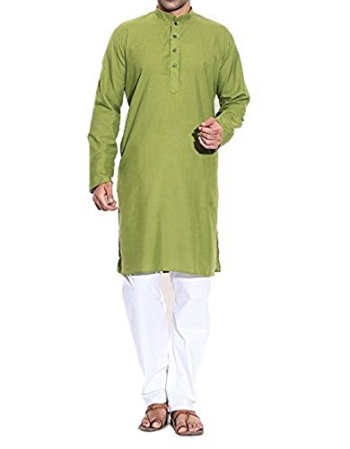Kurta Pyjama Coton Homme Vert XL - Ensemble Tunique Indienne Traditionnelle 209