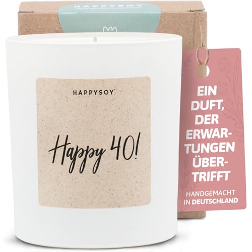 Regalos para 40 cumpleaños – Vela perfumada con texto – Regalo de cumpleaños, Happy birthday, vela de cumpleaños, frases – Vela hecha a mano – Cera de soja – Blanco