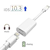iPhone 7 Plus Adapter & Splitter, CaseyPop Dual Lightning Headphone Audio & Charge Adapter Accessories for iPhone 8 / 8 Plus / 7 / 7 Plus (IOS 11) White