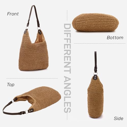 Bolsa de paja grande para mujer, tejido a mano para playa miniatura 6