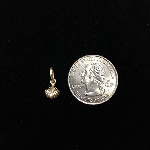 Ioka - 14K Yellow Gold Clam Shell With Fresh Water Cultured Pearl Charm Tiny Pendant For Necklace Or Chain #TOP2