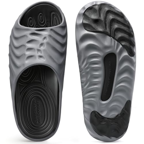 shoeslocker Mens Mules Sports Recovery Clogs Orthotic Arch Support Slide Sandals Summer Casual Grey Size 14-15