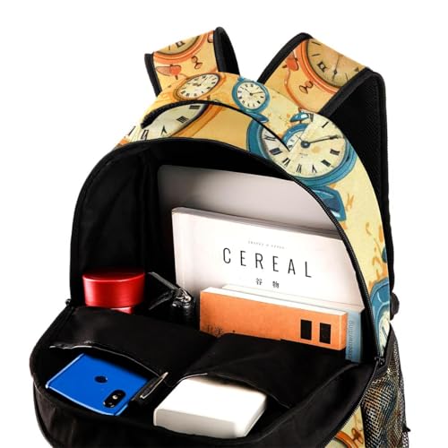 Sac à dos de campus multicolore à horloges taille unique pour l'école
