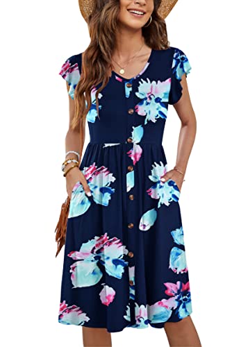 MOLERANI Women Summer Dresses V Neck Ruffle Sleeve Casual Swing E...