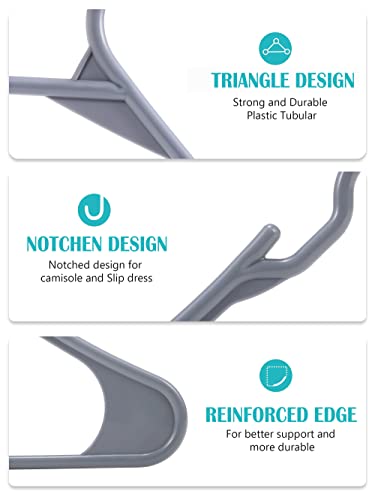 Smartor Plastic Hangers 30 Pack, Grey Notched Clothes Hangers, Durable Coat Hanger For Closet, Thick Plastic Hangers Shirt Hangers For Clothes, Hanging Shirts, Blouses As Space Saving Hangers - Grey #TOP2