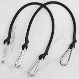 ZHOUBIN 18 Inch Black Bungee Cords with Carabiner Hooks, 2Pcs