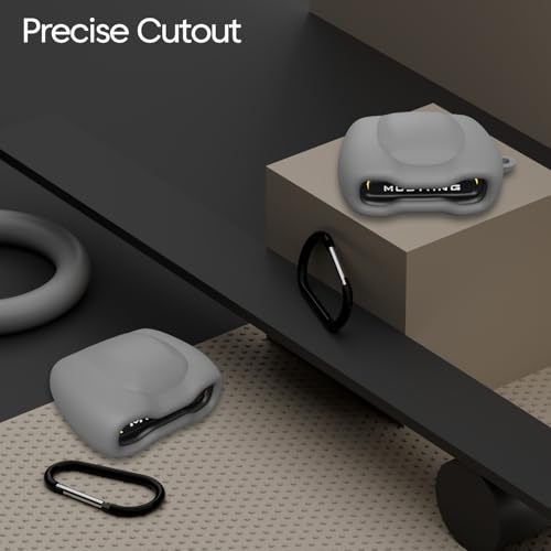 Image of Sounce Earphone Case Cover Compatible for Boult x Mustang Torq TWS Earbuds, Soft Silicone Skin Case Cover Shock-Absorbing Protective Case with Keychain [Front LED Visible] (Grey)