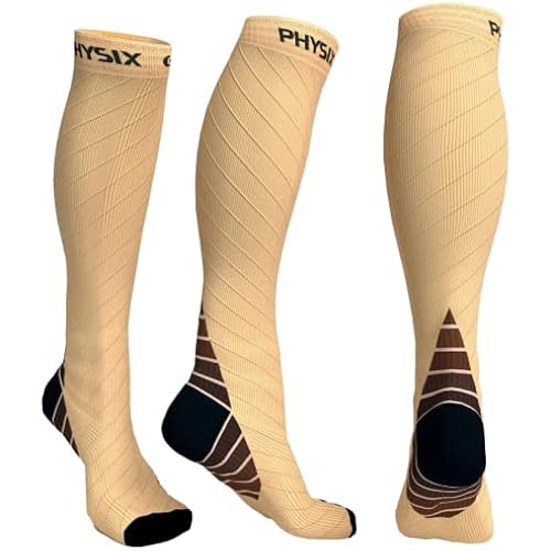 Physix Gear Compression Socks 20-30 mmHg - Men & Women - Running, Nurses, Shin Splints, Flight, Travel