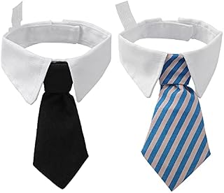 TIESOME 2 Packs Dog Cat Collar with Ties, Adjustable Dog Cat Bow Tie Formal Puppy Tie Dog Tuxedo Costume Necktie Collar Puppy Kitten Wedding Birthday Collar Tie for Dogs Cats